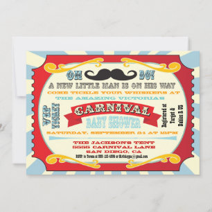 Carnaval Mustache Bebé ducha Invitación