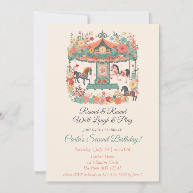 Carnaval Segunda Invitación de Cumpleaños (Anverso)