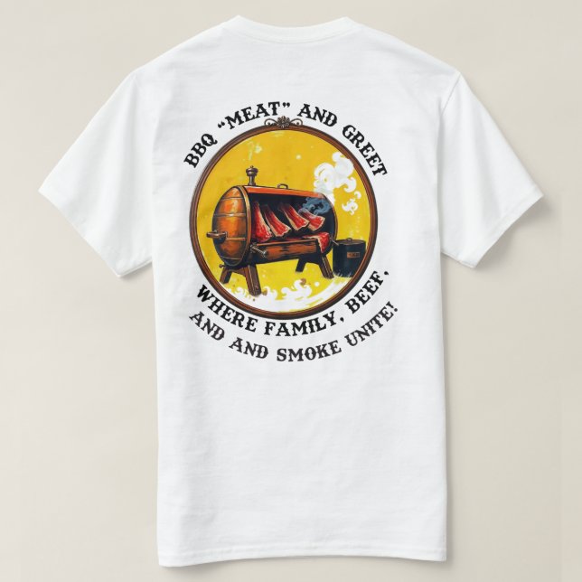 "Carne" de barbacoa y camiseta de bienvenida (Reverso del diseño)
