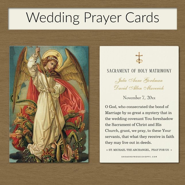 Carné sagrada del Boda católico de San Miguel Arch (St. Michael the Archangel Catholic Wedding Prayer Cards )