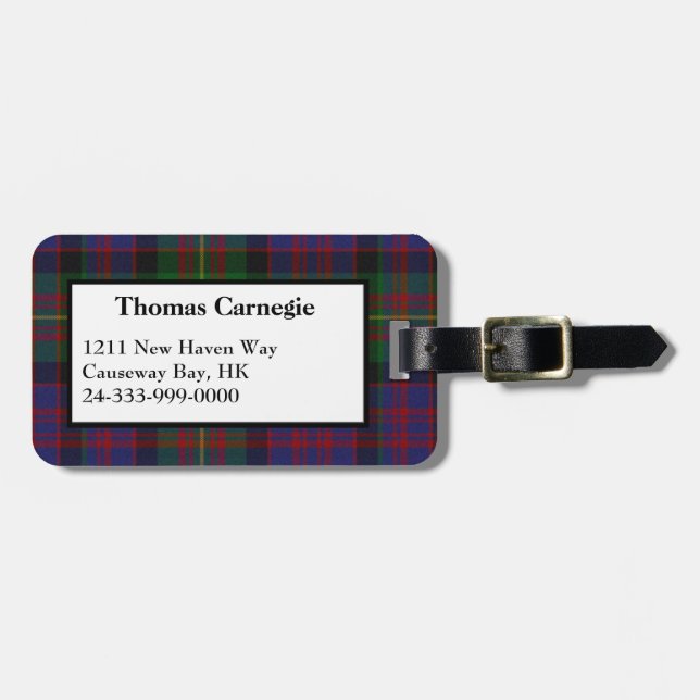 Carnegie Tartan Placa Etiqueta del equipaje (Frente Horizontal)
