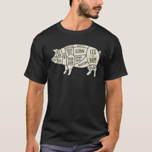 Carnicero de cerdo diagrama de camiseta de tocino