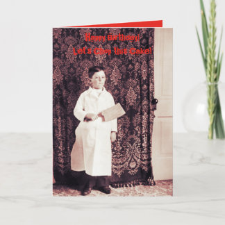 Carnicero de los años 1890 con tarjeta de cumpleañ