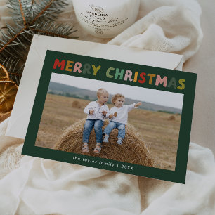 CAROL Green Cute Children Foto Feliz Navidad