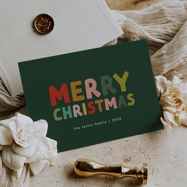 CAROL Green Cute Family Diversión Feliz Navidad (CAROL Green Cute Family Fun Merry Christmas Holiday Card)