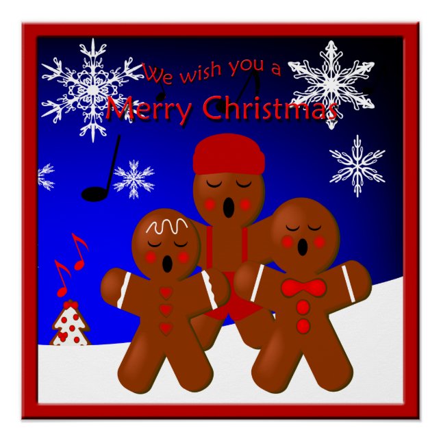 Caroleros de Gingerbread Poster de Navidad (Anverso)