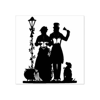 Caroleros navideños y sello de caucho de perro