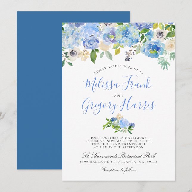 Carolina Bloom | Invitación a la boda floral (Anverso / Reverso)