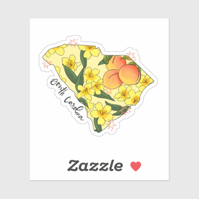 Carolina del Sur Ilustró Pegatina de Estado (Hoja)