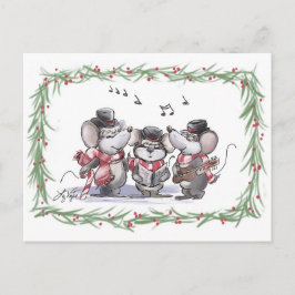 Caroling con tarjeta postal Mic, Mac y Moe