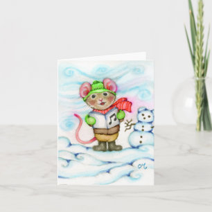 Caroling Navidades Ratón Cute Tarjeta de Saludo pa