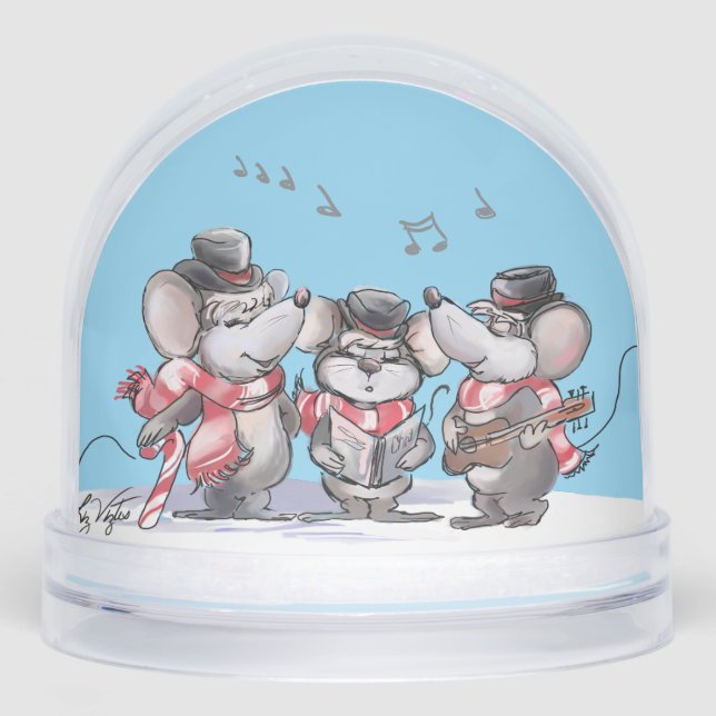 Caroling with Mic, Mac & Moe Snow Globe (Anverso)