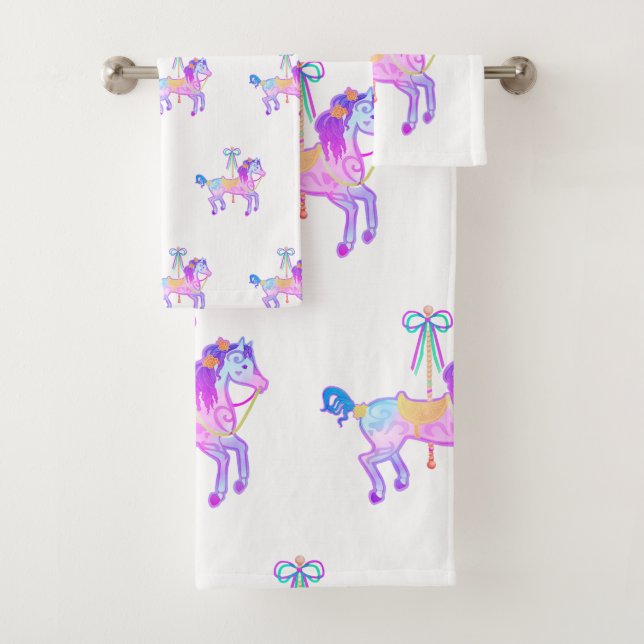 Carousel Pony Bath Towel Set (In situ)