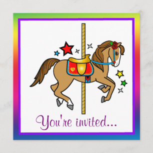 Carousel Pony con estrellas Invitación de cumpleañ