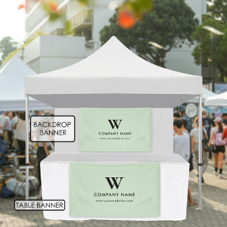 Carpa de vendedor con pancarta de fondo verde para