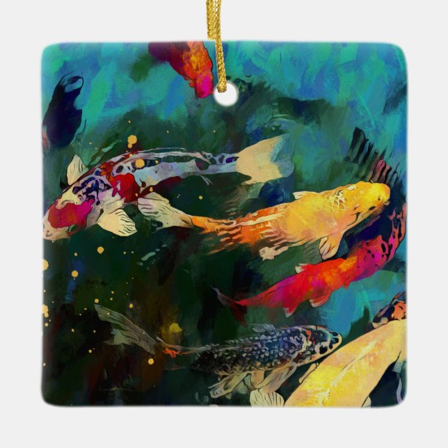 Carpa japonesa Ornamento cerámico (Anverso)