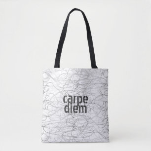 carpe diem cita tote bolsa diseño abstracto