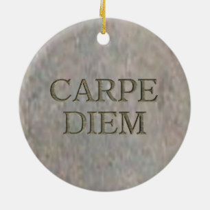 Carpe Diem Stone adorno de cerámica redonda