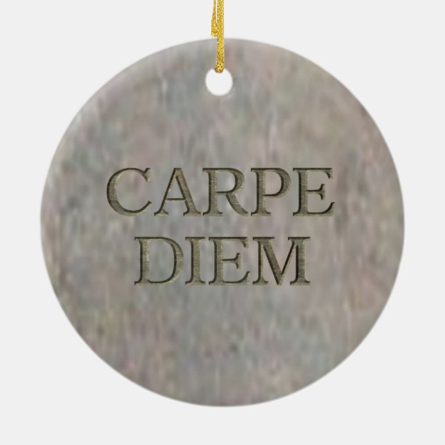 Carpe Diem Stone adorno de cerámica redonda (Atrás)