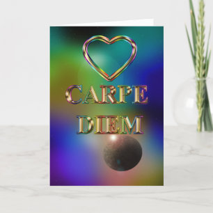 Carpe Diem tarjeta en blanco cosmos corazón arco i