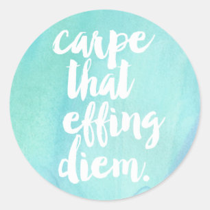 Carpe That Effing Diem Cita Pegatinas   Aqua