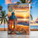 Carpeta Con Bolsillos Agencia de Viajes de Luna de Miel Romántica<br><div class="desc">Carpeta de bolsillos con una romántica escena de playa al atardecer, con una farola festiva iluminada con velas y conchas. Para su comodidad, se agrega un logotipo y una plantilla de código QR, que son opcionales. Ideal para una agencia de viajes en luna de miel o para cualquier persona que...</div>