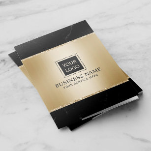 Carpeta Con Bolsillos Añada su logotipo Moderno Gold & Black Marble Busi