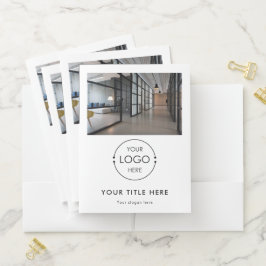 Carpeta Con Bolsillos Código QR de texto de logo de foto empresarial pro