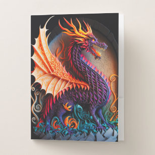 Carpeta Con Bolsillos Criaturas míticas del arte de fantasía del castill