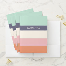 Mint Peach Modern Color Blocks Stripes Personalize