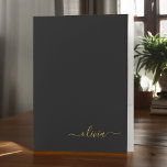 Carpeta Con Bolsillos Monograma de escritura moderna simple de oro negro<br><div class="desc">Carpeta de bolsillo con el nombre de monograma de escritura moderna y negra y dorada. Esto hace que el dulce perfecto cumpleaños 16,  boda,  ducha de novia,  aniversario,  ducha de bebé o fiesta de soltera sea regalo para alguien que ama el lujo glam y los estilos de moda.</div>