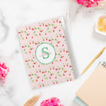 Monograma del patrón de fresa de color de agua