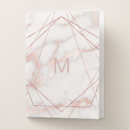 Carpeta Con Bolsillos monograma sobre mármol rosa