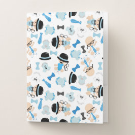 CARPETA CON BOLSILLOS NIÑO VESTIDO EN AZUL Y BLANCO