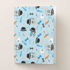 CARPETA CON BOLSILLOS NIÑO VESTIDO EN AZUL Y BLANCO