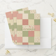 Patchwork verde rosa Quilt Rustic Farmhouse Floral