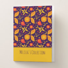 Patrón botánico morado y amarillo colorido