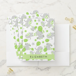 Carpeta Con Bolsillos Patrón De Elefantes, Elefantes Cutos, Tu Nombre