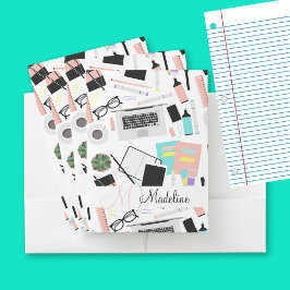 Carpeta Con Bolsillos Patrón de escritorio moderno lindo personalizado