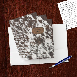 Carpeta Con Bolsillos Piel de vaca marrón y blanco
