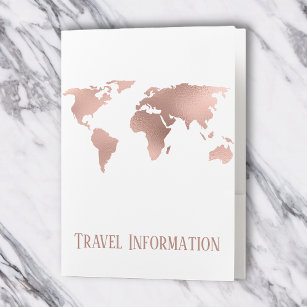 Carpeta Con Bolsillos Planes de vacaciones de viaje Rosa Gold World