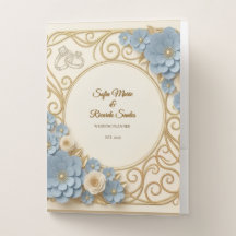 Planificador de Boda Floral Azul Art Nouveau