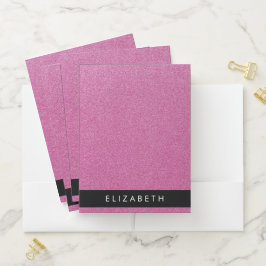 Carpeta Con Bolsillos Purpurina rosa, fondo Purpurina, nombre
