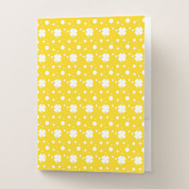 CARPETA CON BOLSILLOS YELLOW WITH ROWS OF WHITE IRISH SHAMROCKS