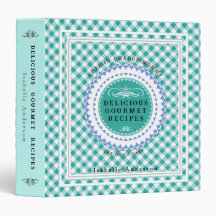 Carpeta de 3 anillas de recetas de mamá en cuadros