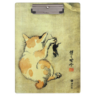 Carpeta De Pinza 猫と鼠, gato y ratón, Kyōsai, Ukiyo-e del 暁斎