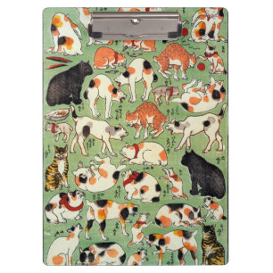 Carpeta De Pinza 猫尽両めん合, gatos del 芳藤 de la era de Edo, Yoshifuji,