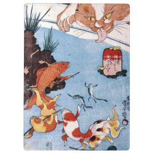 Carpeta De Pinza 猫 と 金 魚, 国 芳 Cat y Goldfish, Kuniyoshi, Ukiyo-e