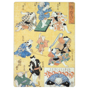 Carpeta De Pinza 猫 の 役 者, 国 芳 Actores del Gato, Kuniyoshi, Ukiyo-e