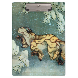 Carpeta De Pinza 雪 中 虎 図, 北 Tigre en la Nieve, Hokusai, Arte